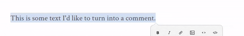 Converting text to a comment with the keyboard shortcut.