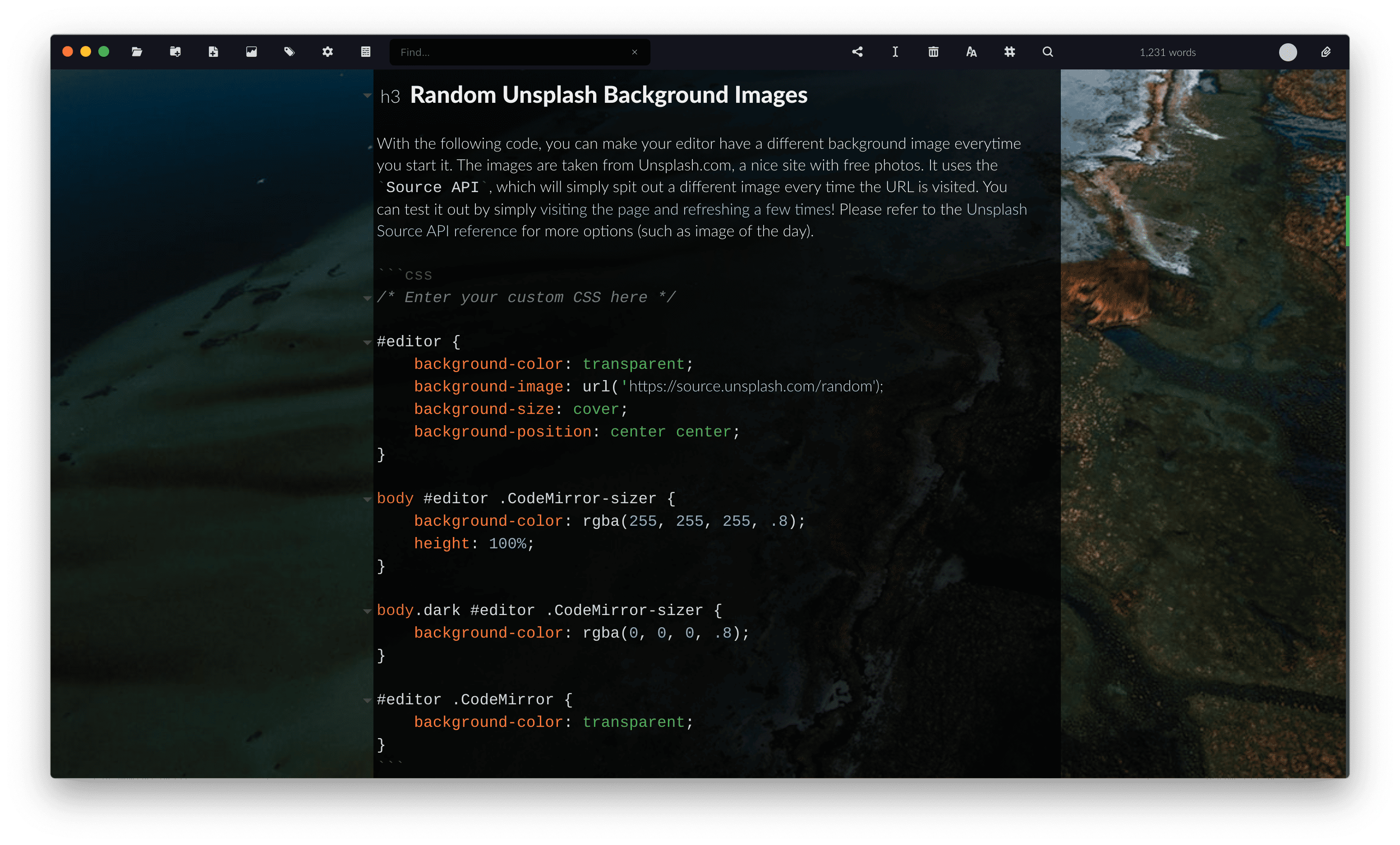 Un aperçu d'une installation Zettlr utilisant l'extrait de code ci-dessus