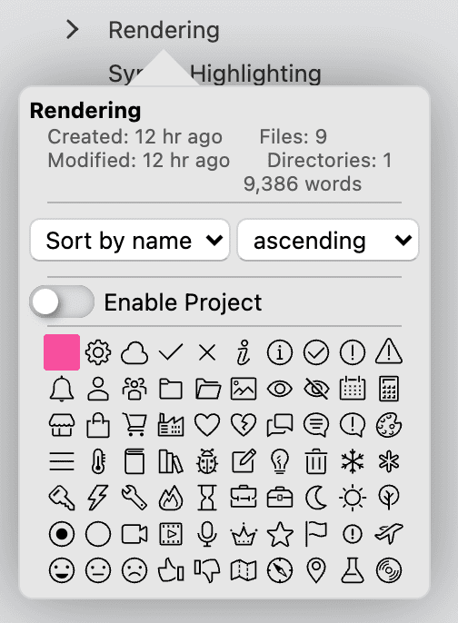 A properties dialog for a directory