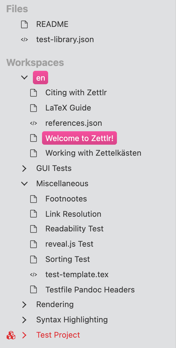 A screenshot of setup with multiple workspaces and files