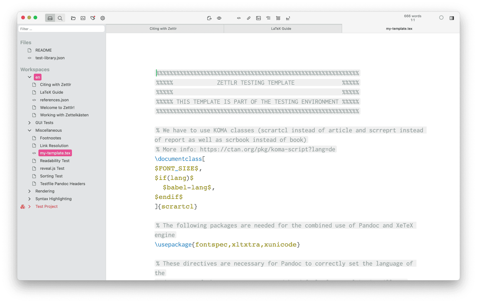 Cómo se ve un archivo TeX en Zettlr