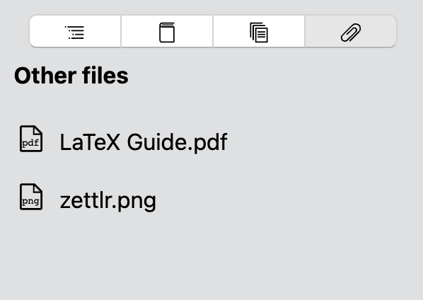 The sidebar with the fourth tab open, other files