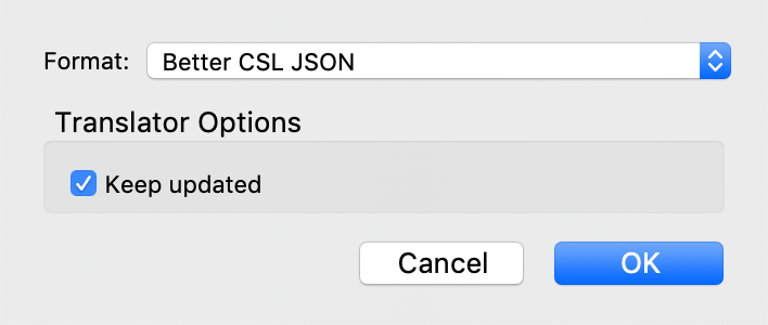 Esporta la tua libreria in formato Better CSL JSON